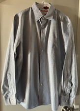 1901 Dress Shirt Mens Blue Striped Cotton Long Sleeve Button Up Size 15.5 32/33