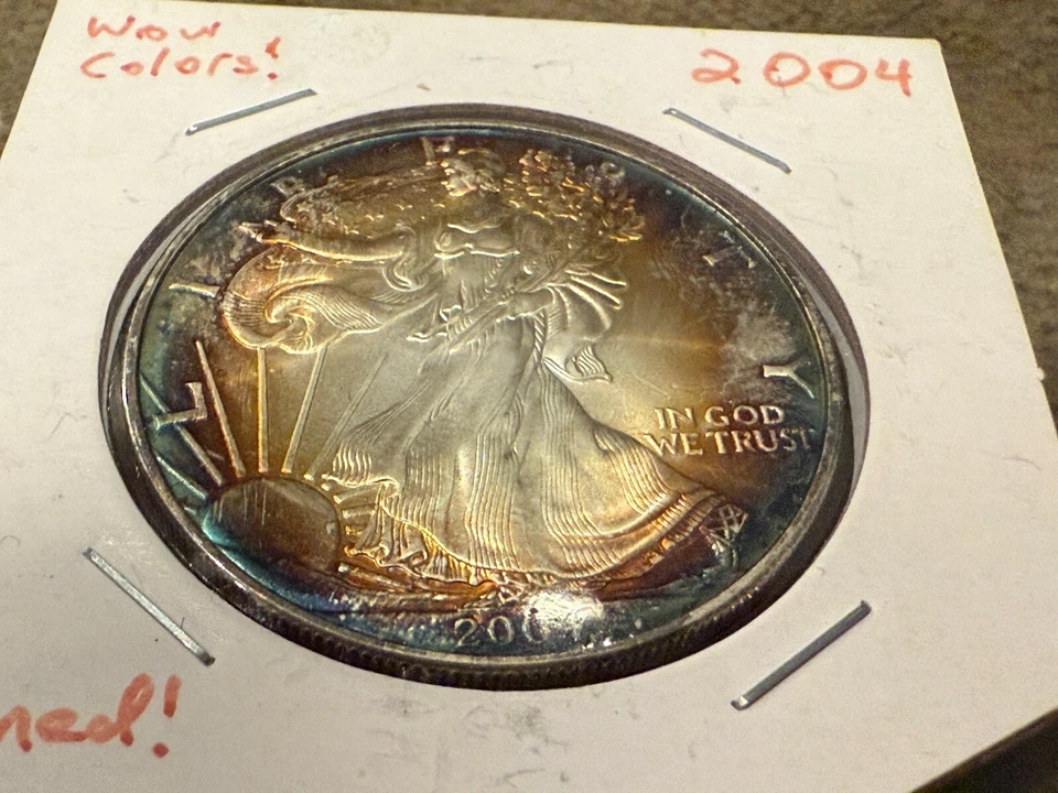 2004 2006 American Silver Eagle Ms Toner Toned Galaxy Rainbow Ase Set Lot Pair - Image 4 of 4