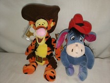 Vintage Disney Store 9" Mini Bean Bag Plush Lot: Cowboy Eeyore Tigger - NWT