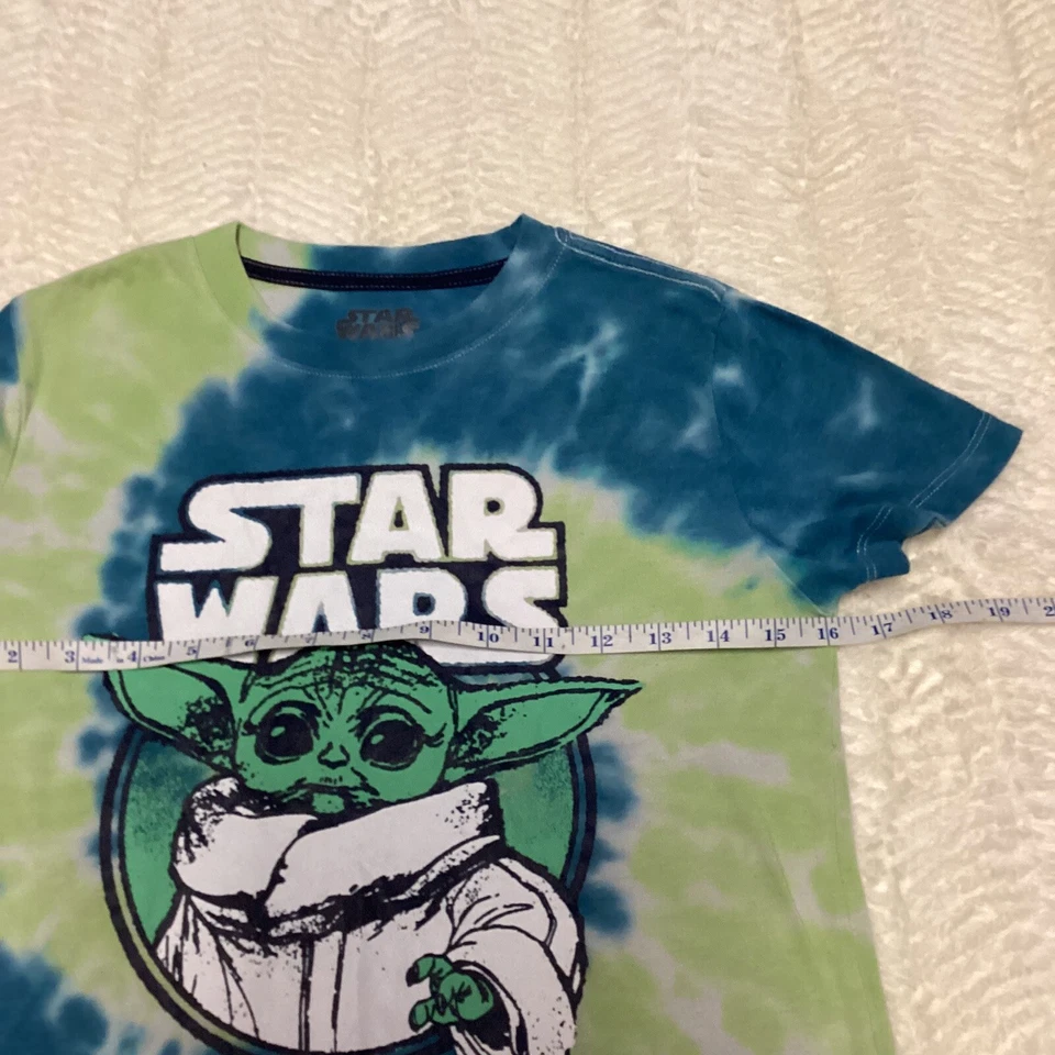 Niños Star Wars Pequeña Multicolor Camiseta Yoda Tye-Dye Camiseta Azul/Verde Foto 3 de 4