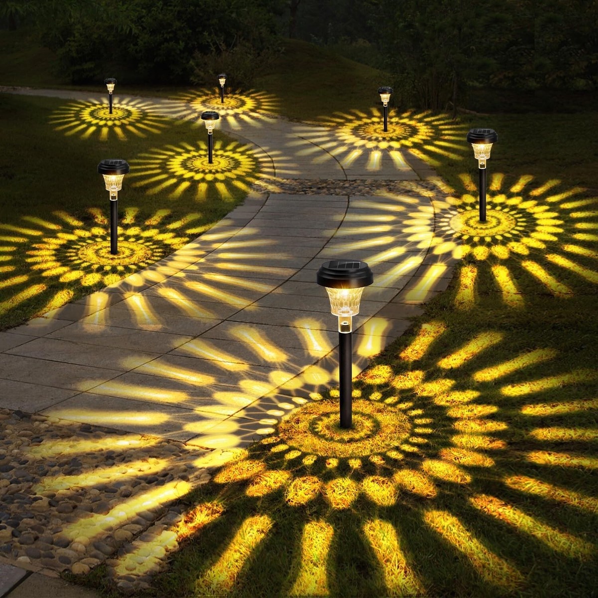 XMCOSY+ Solar Outdoor Pathway Lights - 6 Pack Solar Garden Lights