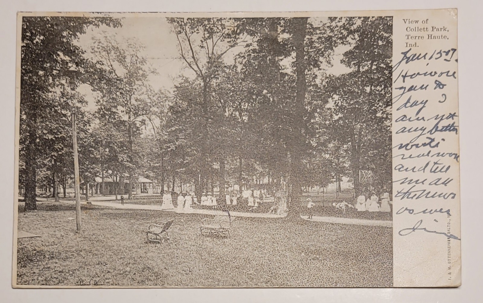 Vintage Post Card Collett Park, Terre Haute, Indiana 1907 1C Stamp eBay