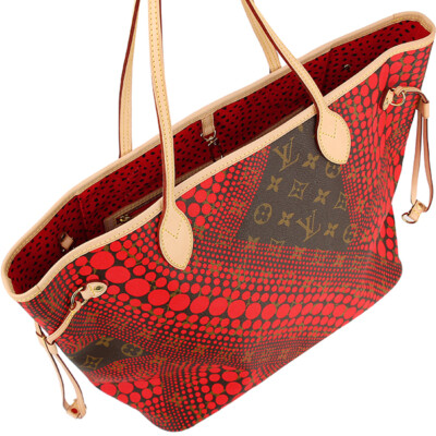 赤字商品/存放品未使用 LOUIS VUITTON 38.5 LOUIS VUITTON x YAYOI Kusama Square Leather Red Shoulder Bag