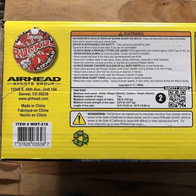 Airhead Ruckus 58 in Towable Tube - Red for sale online | eBay