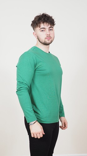 Mens Long Sleeve Cotton T-Shirt Regular Fit Crew Neck or Henley Top Lounge Work - Picture 36 of 72