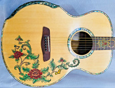 Blueberry Handmade Acoustic Guitar Grand Concert Birds & Floral Preorder 90 Days