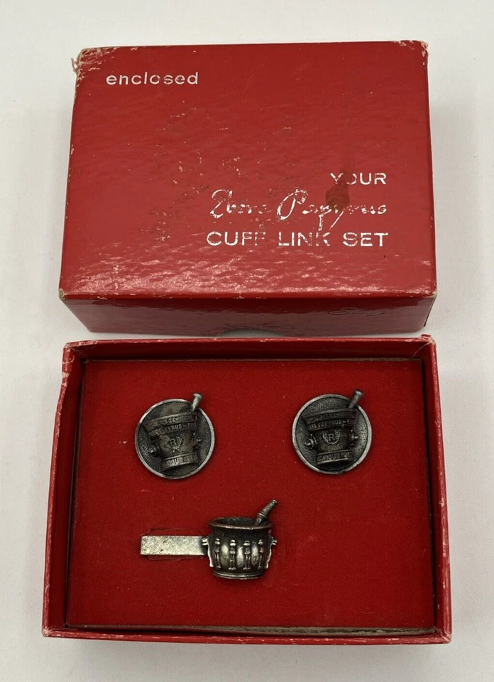 SCHERING Ebers Papyrus Secondum Artem PEWTER Cuff Link Set with Original Box - Image 2 of 4