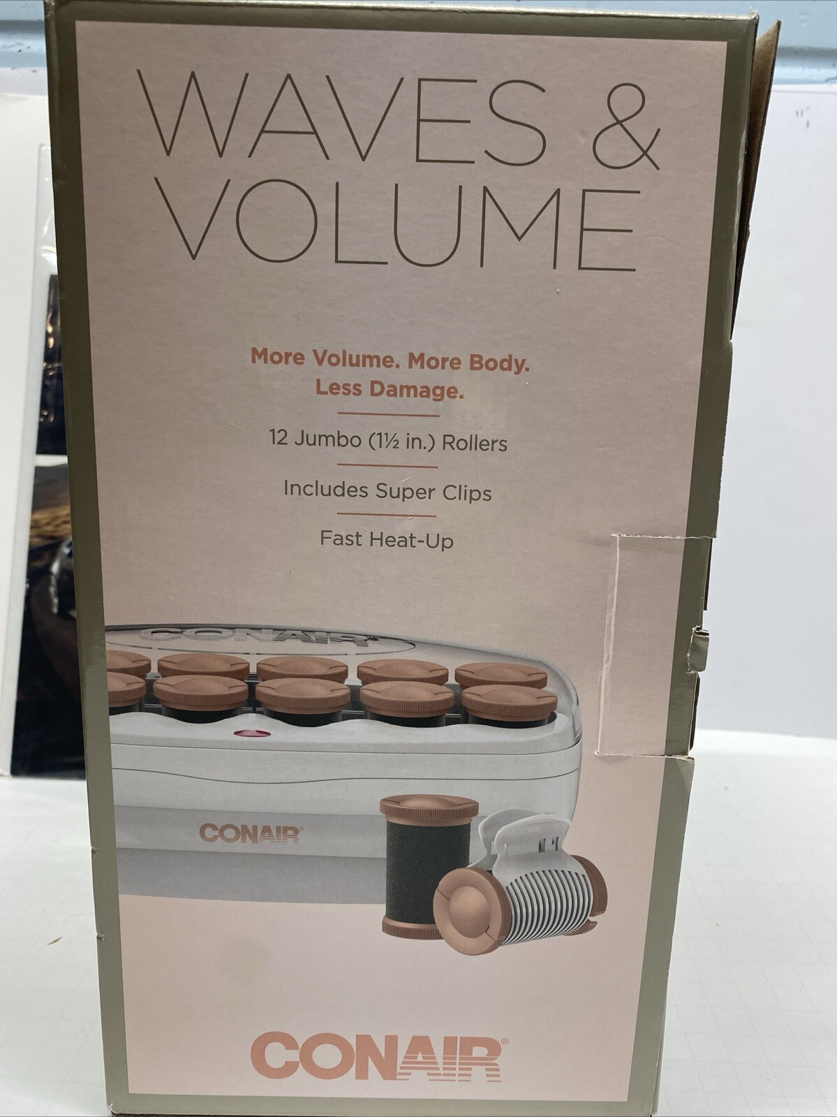 Conair Big Curls and Waves Jumbo Ceramic Hot Rollers With Bonus Super Clips Pink