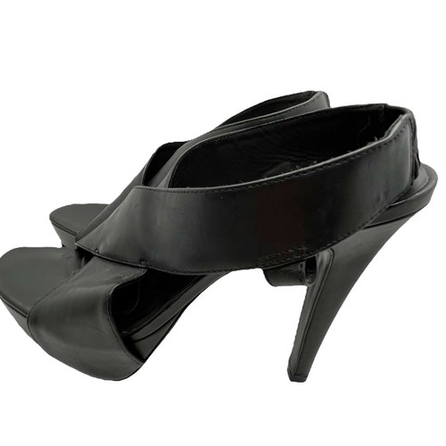 Diane Von Furstenberg Stiletto Heels Slingback Womens Size 9.5 M Black Leather - Picture 2 of 12
