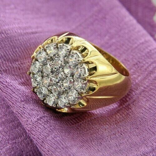 3Ct Round Cut Lab Created Diamond Men's Band Ring 14K Yellow Gold