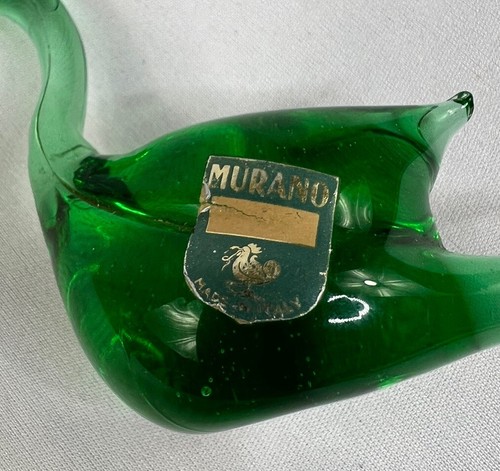 Vintage Murano Glas Kunst Vogel Schwan Ente grün Italien Made Original Aufkleber 3,5" - Bild 7 von 10