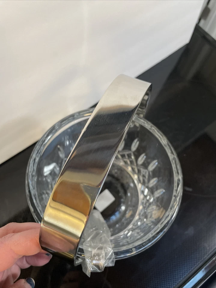 Cubo de hielo de cristal Reed & Barton Hamilton con mango y pinzas de acero inoxidable nuevo sin caja Foto 2 de 4