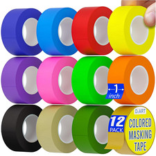 Masking Tape 8 or 12 Pack 1 Inch Colored Painters Tape for Arts Crafts Labelin