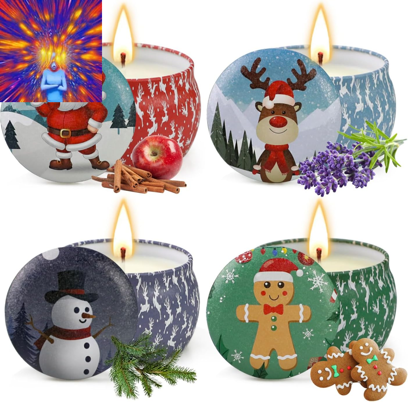 Christmas Candles Gifts for Women, 4 Pack Candles for Home Scented Decoration, 5