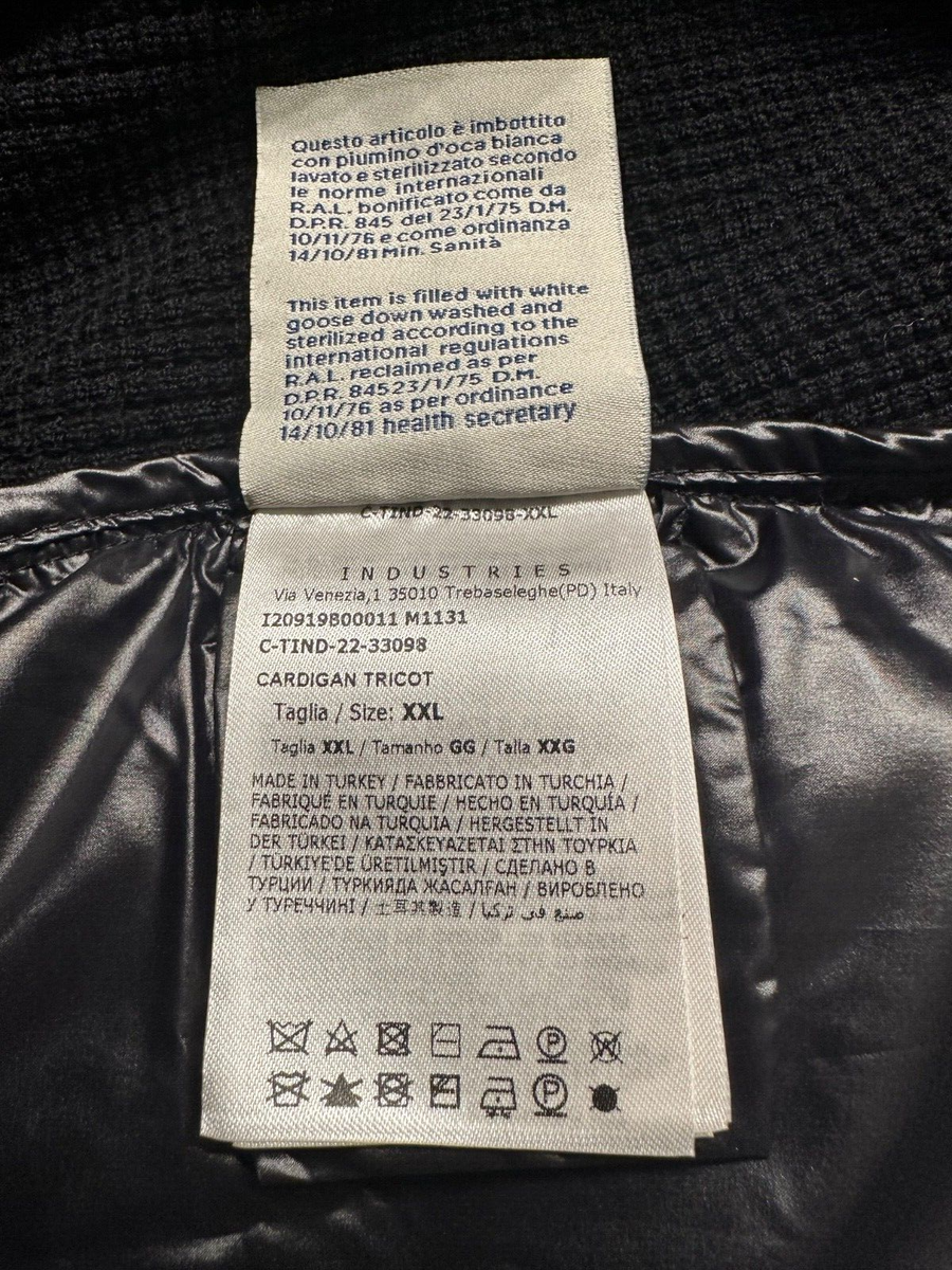 Moncler Cardigan Tricot Men's Black Down Jacket Size US 2XL