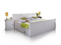 Massivholzbett Bett Mit Bettkasten 100X200 Singlebett Roman Kiefer Weiß Weiss
