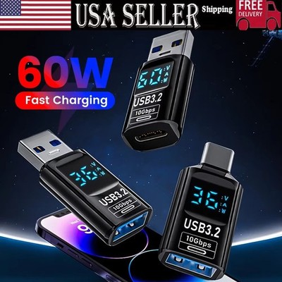 USB 3.2 Digital Display Adapter 10Gbps USB Male TO USB Female Converter For PC