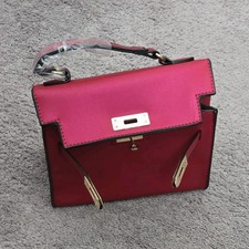 Women s Small Burgundy Top Handle Satchel, Turn Lock/Zip, Detachable Strap