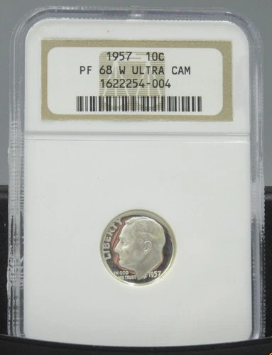 1957 Roosevelt Dime NGC PF 68 W ULTRA CAM