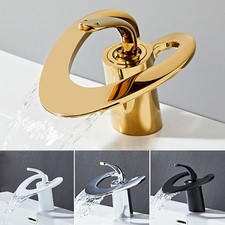 Creative Art Waterfall Bathroom Sink Faucet Single Hole Deck Mount Vanity Taps