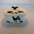 Rare Vtg. Glidden Menagerie Rooster Divided Condiment Server Set W/ Spoons & Lid — photo 1