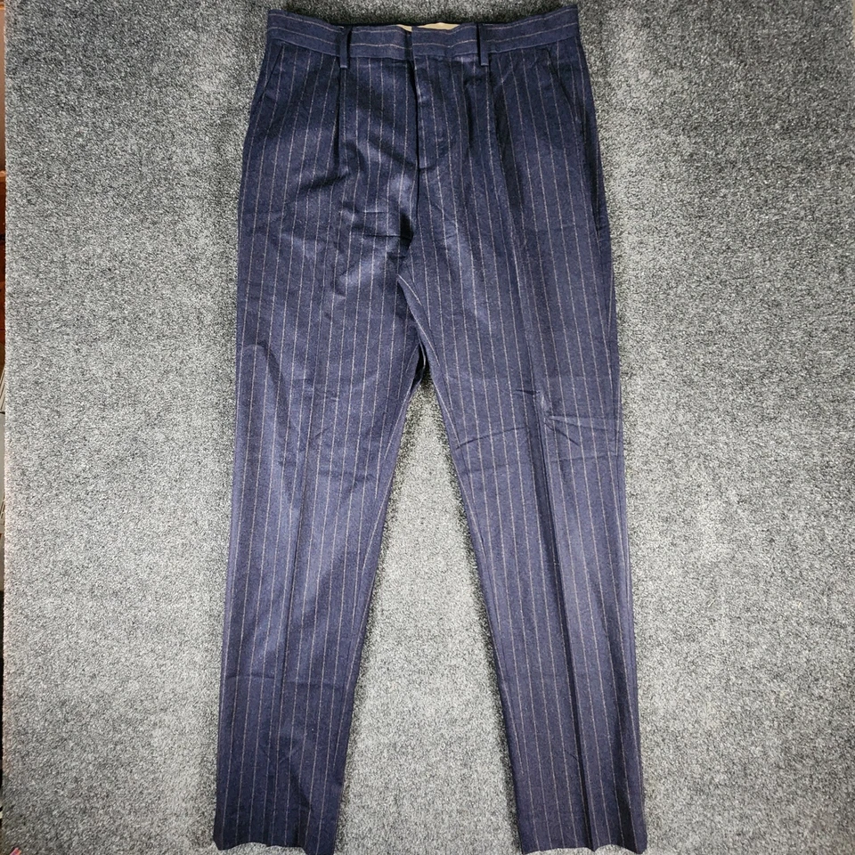Pantalones Banana Republic 33x33 Vitale Barberis Canonico Franela 120s Azul Marino Rayas Foto 3 de 4