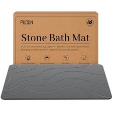 PUCUN STONE BATH MAT DIATOMACEOUS EARTH NON-SLIP SHOWER MAT,QUICK DRYING - GRAY