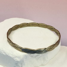 Braided Twist Bangle Bracelet Antique Gold Tone Vintage Boho Statement Jewelry