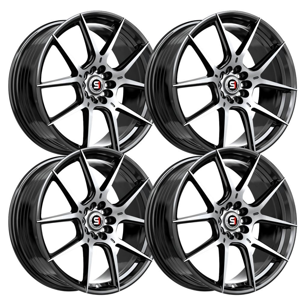 (Set-4) Spec-1 SP-71 17x8 5x114.3/5x120 42mm Black Machined wheels rims 17 Inch