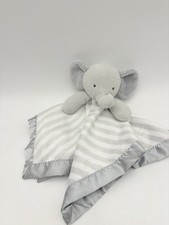 Cloud Island Elephant Blanket Lovey Plush Gray White Stripes 2
