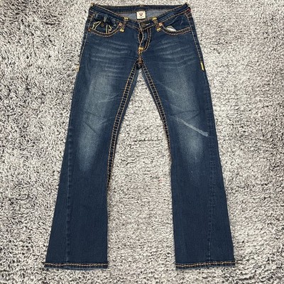 True Religion Jeans Womens 30x30 Blue Joey Big T Flare Embroidered