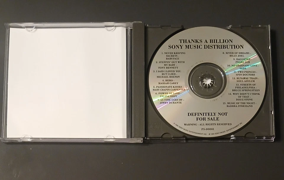 SONY Thanks A Billion RARE Promo CD,  Music Distribution SMD, FREE Ship - Image 3 of 4