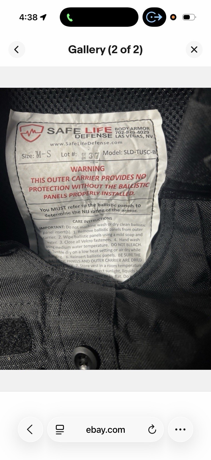 Safe Life Defense Tactical Body Armor Vest Carrier Plate Pockets Black M-S