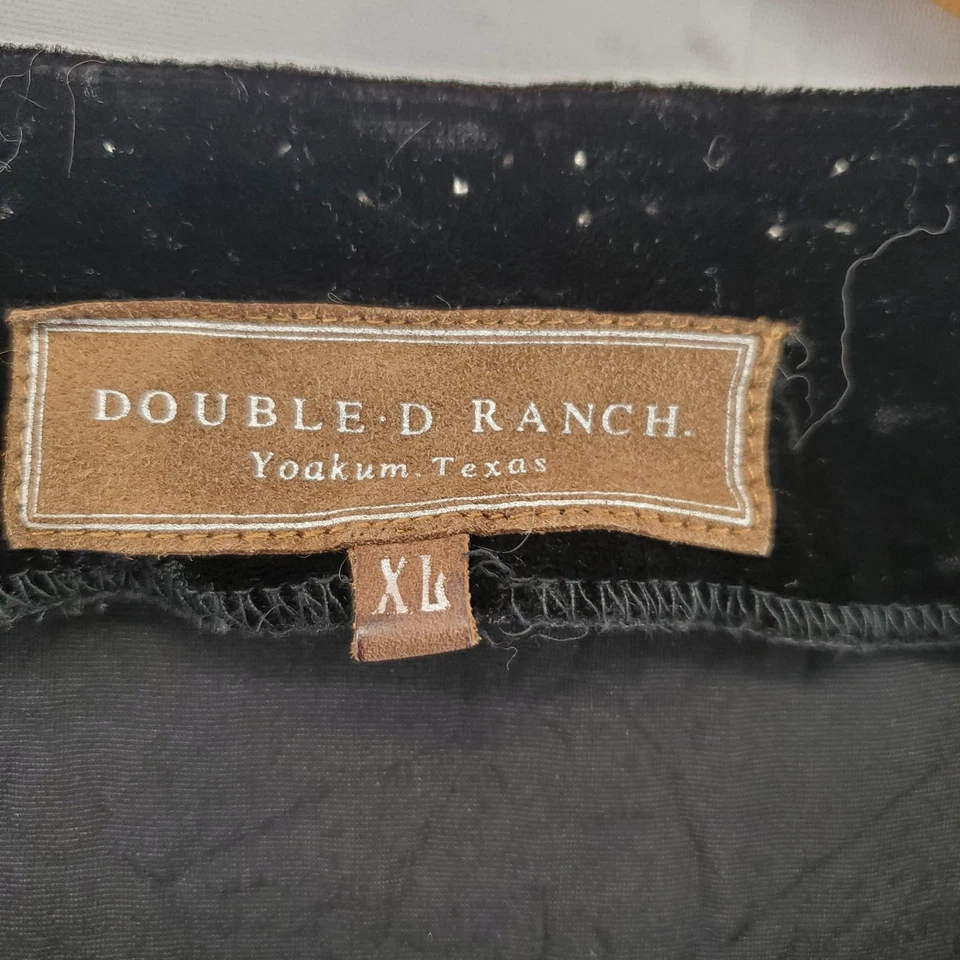 Double D Ranch Velvet Blouse Womens XL Black Embellished Western Boho Tunic - Image 2 of 4