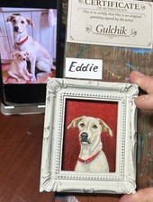 Custom Original Pet Portrait Cat Dog in 3  x 4" Memorial Painting Process Videos