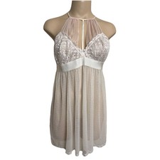 Seductive Wear Ivory Sheer Lace Babydoll Slip Dress L Romantic Coquette Negligee