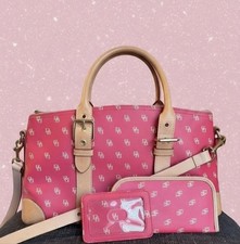 Dooney & Bourke Pink/Beige Monogram Satchel T...