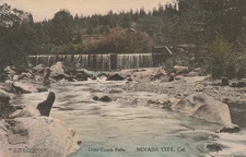 Nevada City, CA Deer Creek Falls, Stream, Landscape 1907-1915 Albertype Postcard