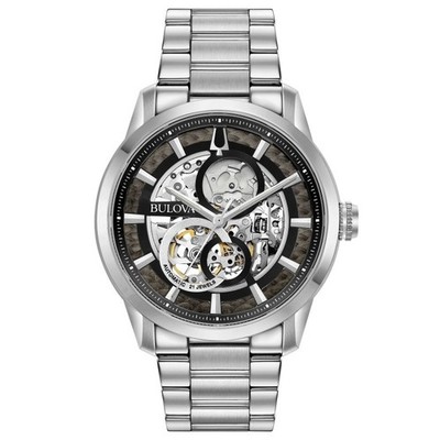 Bulova 96A208 Sutton Skeleton Herrenuhr Automatik Stahl Grau 43mm