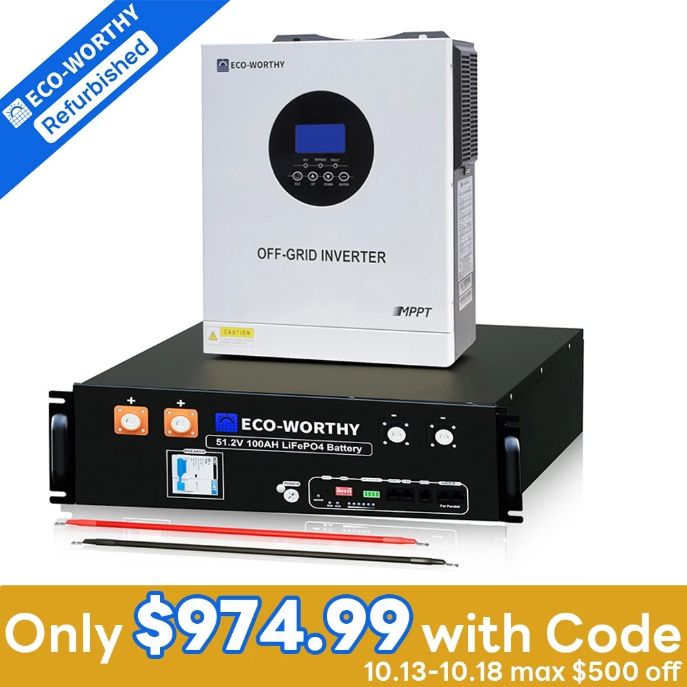 ECO-WORTHY 48V 100Ah LiFePO4 Battery+5kW 48V Inverter Charger Off-Grid For Home Review