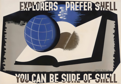 Shell Explorers Globus Poster Modernist Wandbild - 16x12/20x16/24x18/36x24