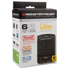Monster MP EXP 650 Power 6-Outlet Wall Tap with USB Charging