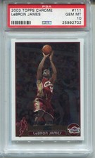 2003 Topps Chrome Lebron James Rookie Card PSA 10 Gem Mint #111. rookie card picture