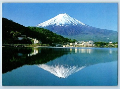 Japan Postcard The inverted image of Mt. Fuji on Lake Kawaguchi c1950's