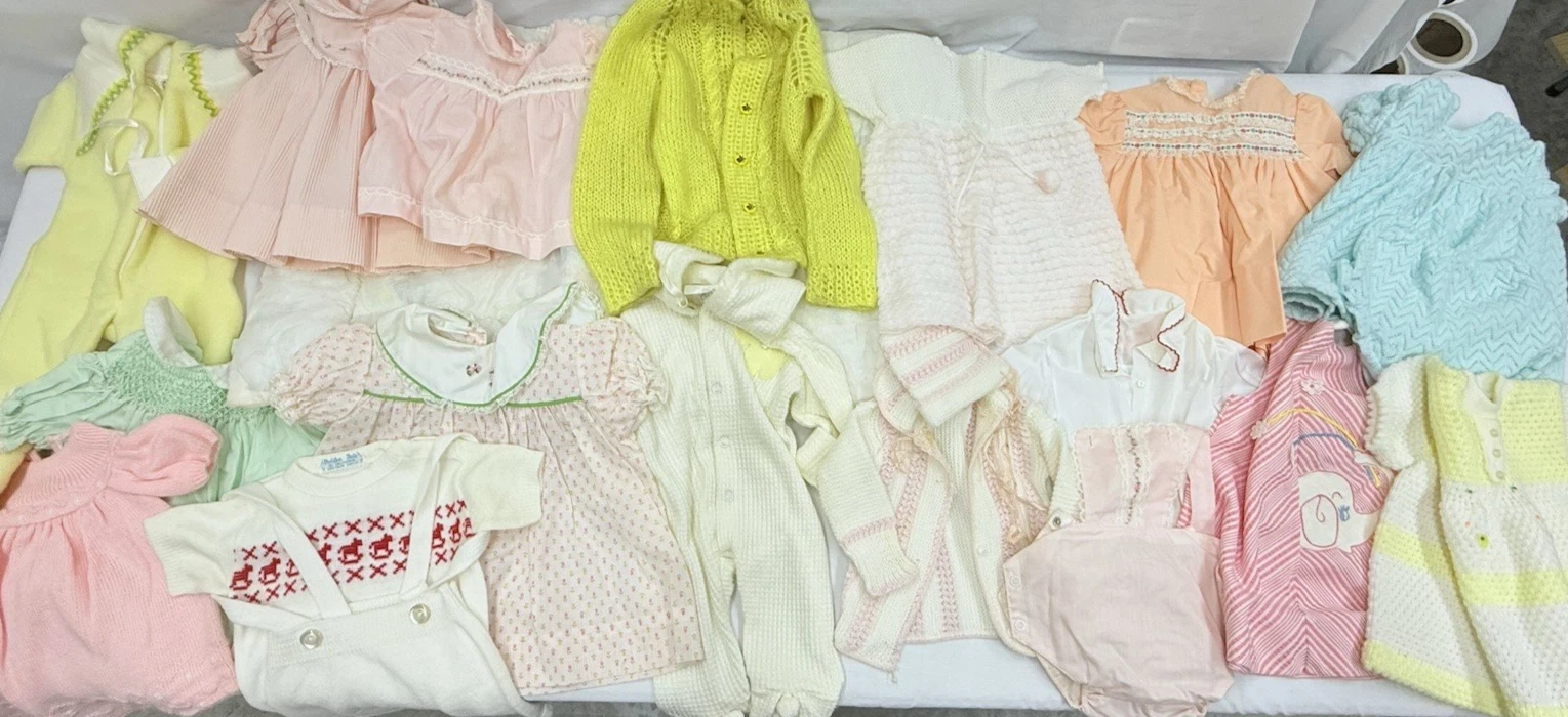 1960s lot Baby & Toddler Clothes Dresses Sleepers Carters, Gimbels ,Golden Gate