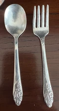 Vintage Community Silverplate Baby Fork and Spoon Set Floral Pattern 4 ½”