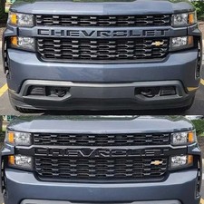 For Chevy Silverado 1500 19-21 Trim Illusion 2-pc Gloss Black Main Grille For Chevy Silverado 1500 19-21 Trim Illusion 2-pc Gloss Black Main Grille