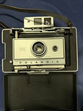 Polaroid Automatic 350 Land Camera Folding Bellows w/ Case Strap Silver/Black