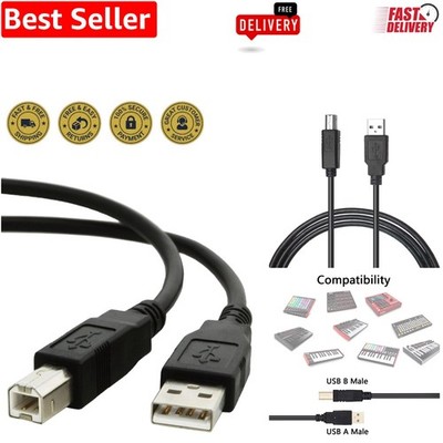 5 Feet USB B MIDI Keyboard Cable for Seamless Music Production - Male-to-Male