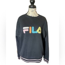 FILA Black Sweatshirt with Multicolor Logo Size L